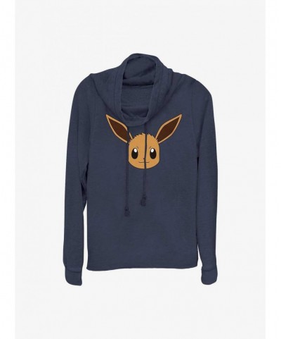 New Arrival Pokemon Eevee Face Cowl Neck Long-Sleeve Top $11.63 Tops