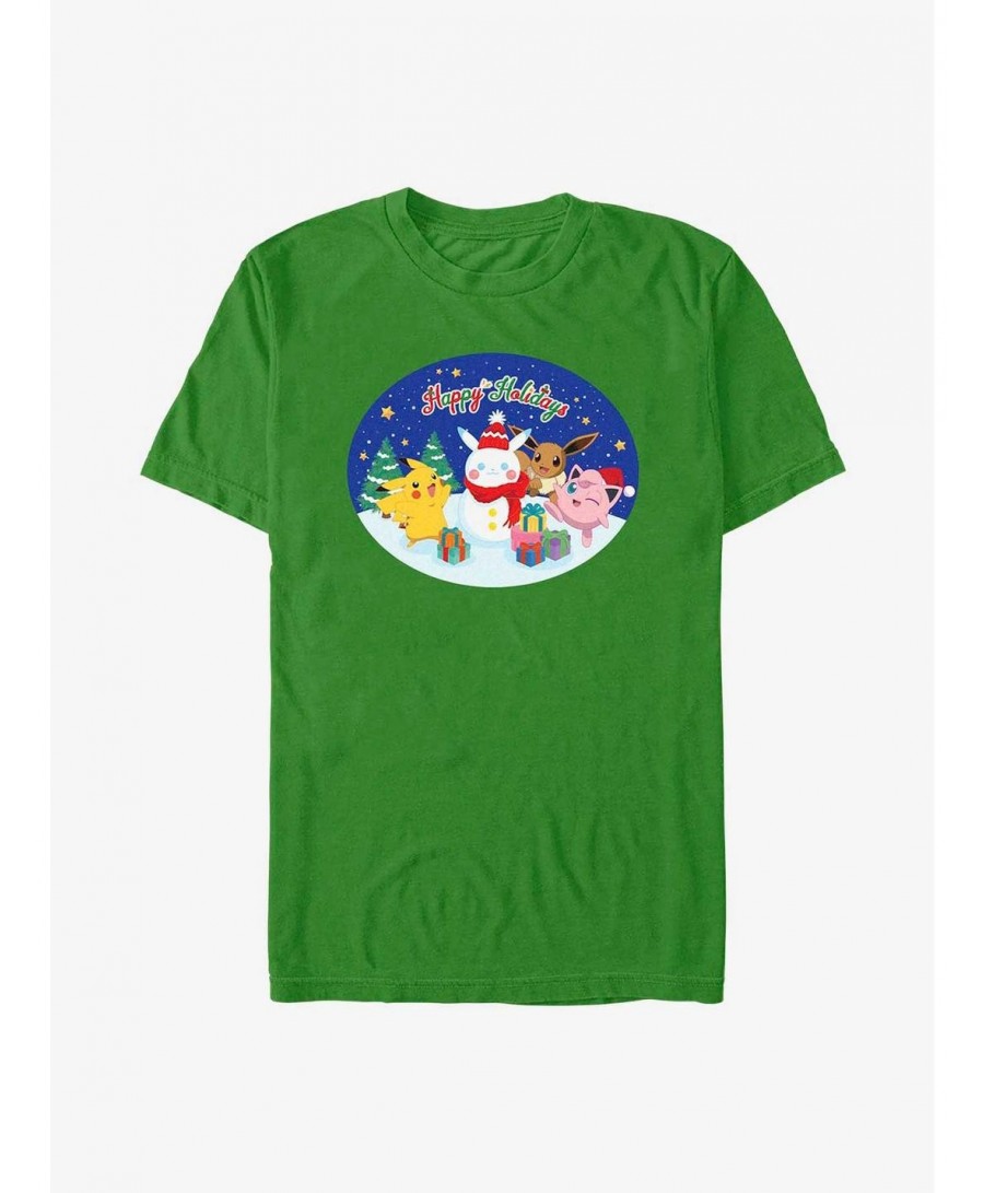 Big Sale Pokemon Happy Holidays Snowman T-Shirt $8.20 T-Shirts