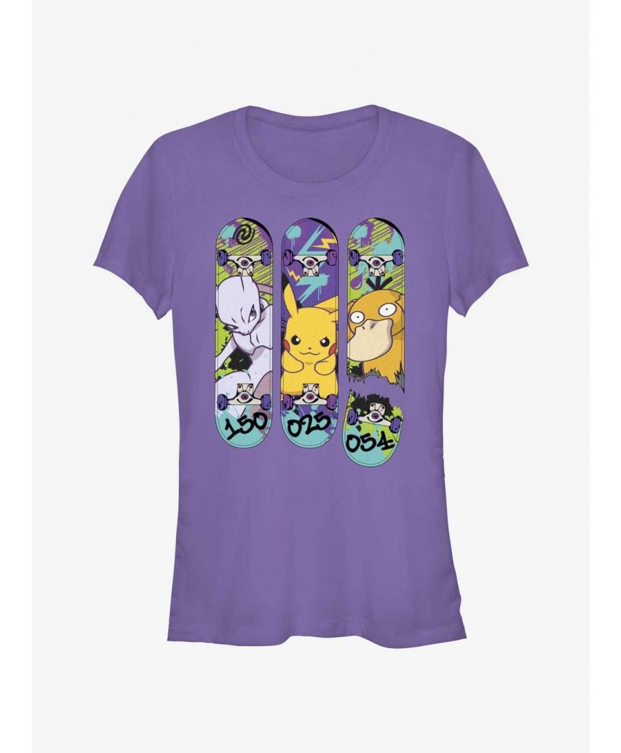 Limited-time Offer Pokemon Mewtwo, Pikachu, and Psyduck Skateboard Deck Art Girls T-Shirt $5.75 T-Shirts