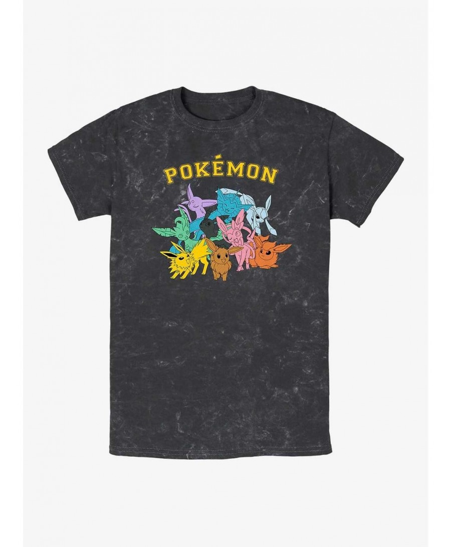 Pre-sale Discount Pokemon Gotta Catch Eeveelutions Mineral Wash T-Shirt $8.70 T-Shirts