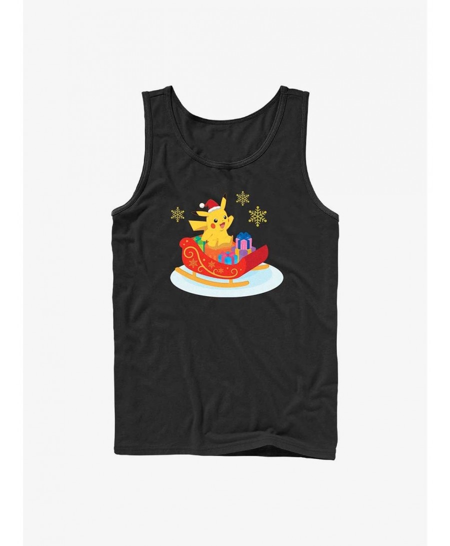 Discount Sale Pokemon Pikachu Sleigh Ride Tank $8.72 Tanks