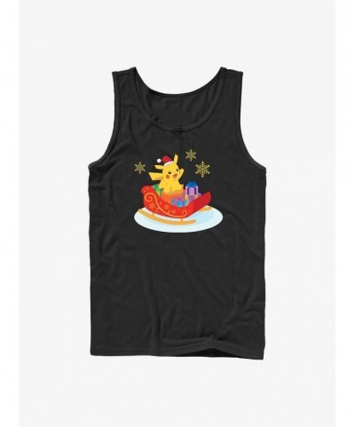 Discount Sale Pokemon Pikachu Sleigh Ride Tank $8.72 Tanks