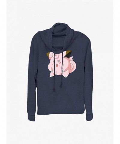 Premium Pokemon Clefairy Pose Cowl Neck Long-Sleeve Top $14.14 Tops