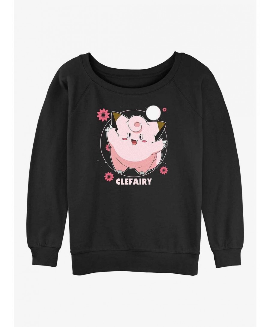 Huge Discount Pokemon Clefairy Fairy Dance Girls Slouchy Sweatshirt $10.07 Sweatshirts