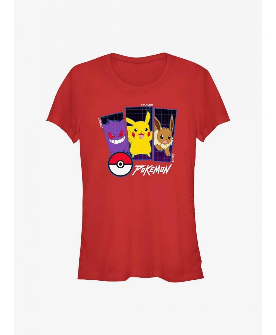 Absolute Discount Pokemon Pokemon Trio Gengar, Pikachu, and Eevee Girls T-Shirt $7.49 T-Shirts