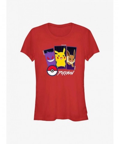 Absolute Discount Pokemon Pokemon Trio Gengar, Pikachu, and Eevee Girls T-Shirt $7.49 T-Shirts