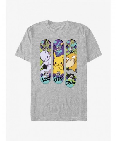 Fashion Pokemon Mewtwo, Pikachu, and Psyduck Skateboard Deck Art T-Shirt $7.19 T-Shirts