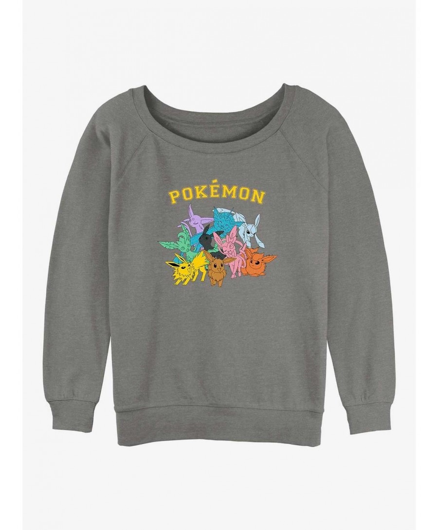 Flash Sale Pokemon Gotta Catch Eeveelutions Girls Slouchy Sweatshirt $9.30 Sweatshirts