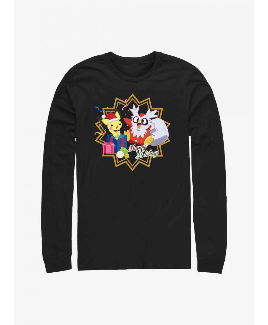 Value for Money Pokemon Pichu and Delibird Holiday Party Long-Sleeve T-Shirt $8.29 T-Shirts